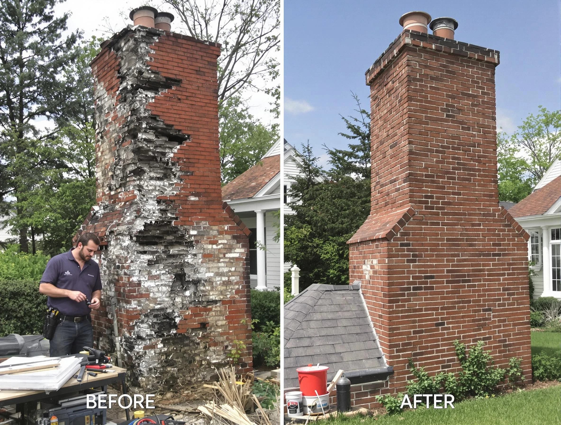 Cumberland Chimney Sweep performing a full chimney restoration in Cumberland, RI