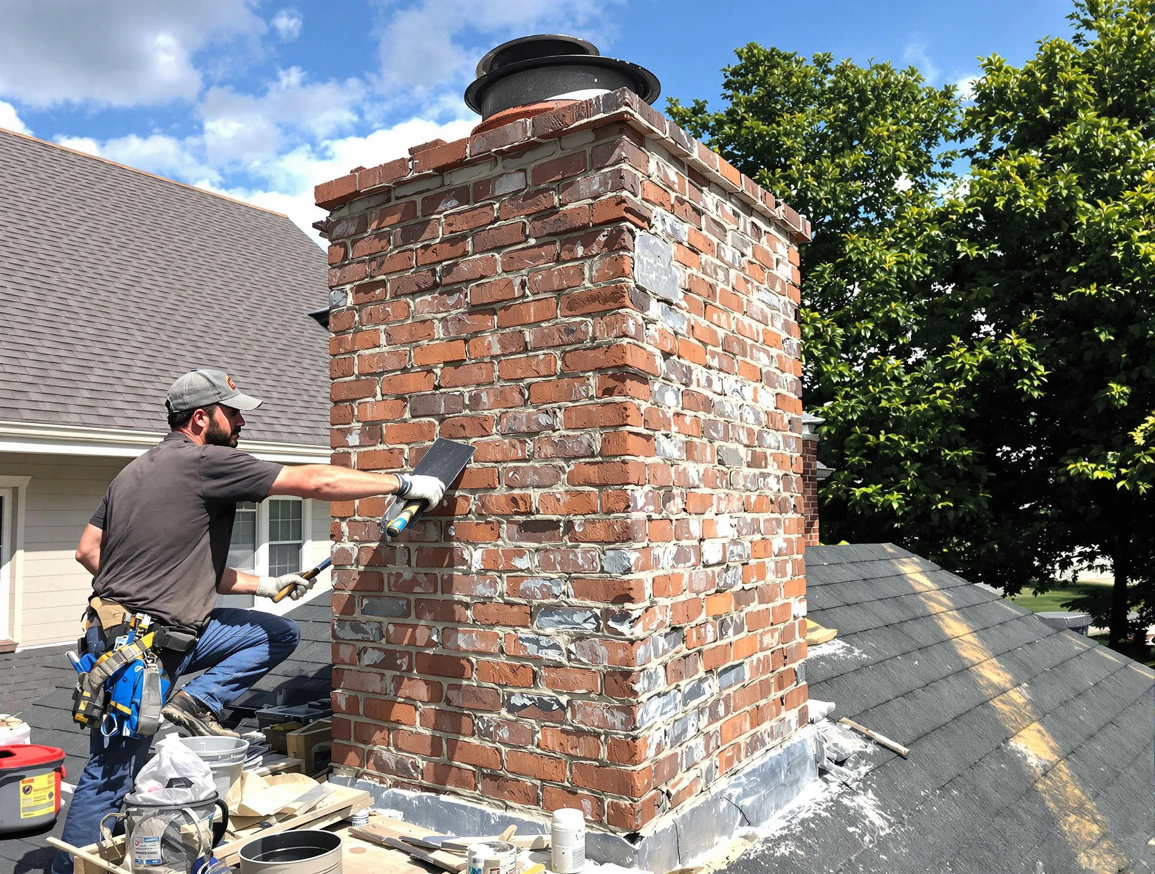 Completed chimney rebuild by Cumberland Chimney Sweep in Cumberland, RI