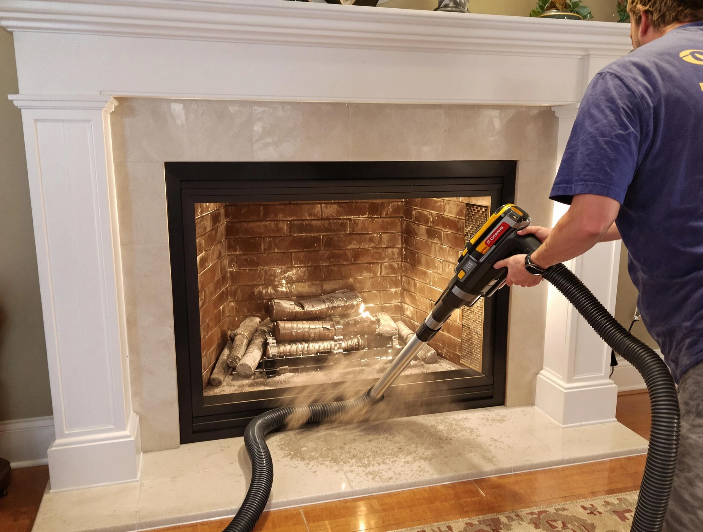 Fireplace cleaning performed by Cumberland Chimney Sweep in Cumberland, RI