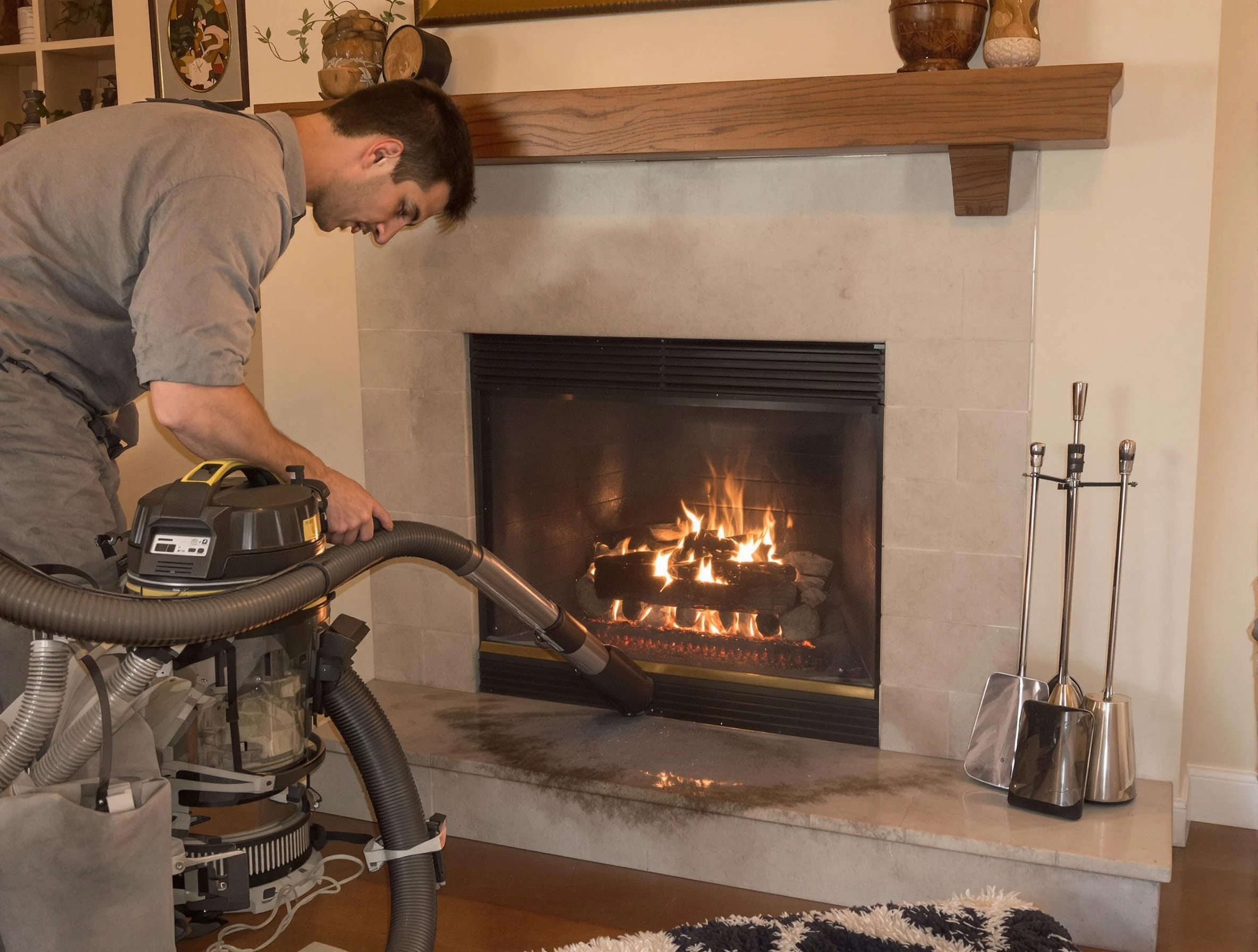 Routine fireplace upkeep by Cumberland Chimney Sweep in Cumberland, RI